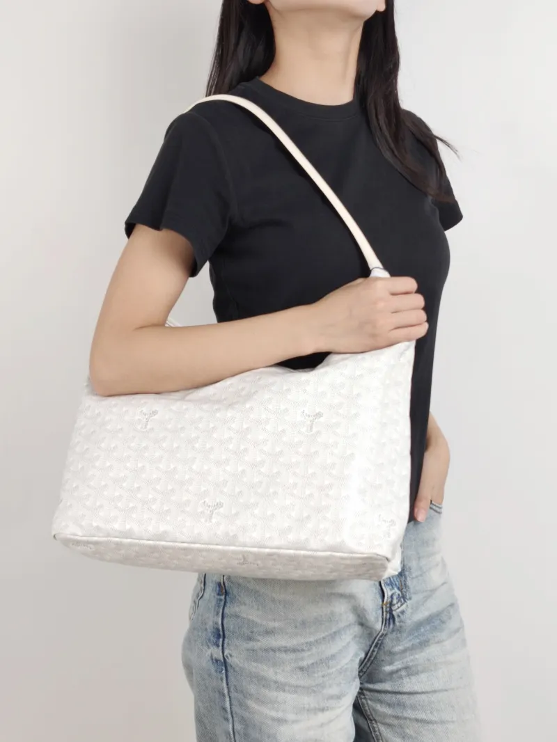 GOYARD Shoulder Bag White PVC Small 43 × 14 × 27 cm — on-model view 1 of 2
