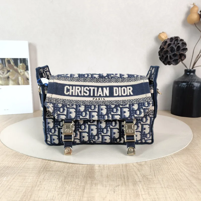 DIOR Crossbody Bag camp Messenger Bag Blue Canvas Small 23 × 8 × 15 cm