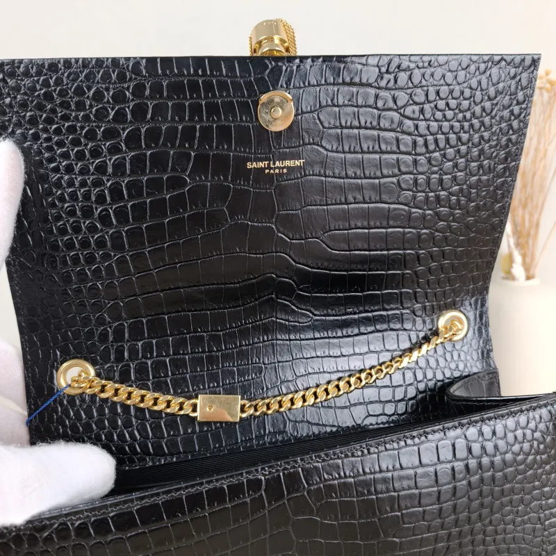 SAINT LAURENT Crossbody Bag KATE Edition Black Calfskin Medium 24 × 5.5 × 14.5 cm — detail view 2 of 12