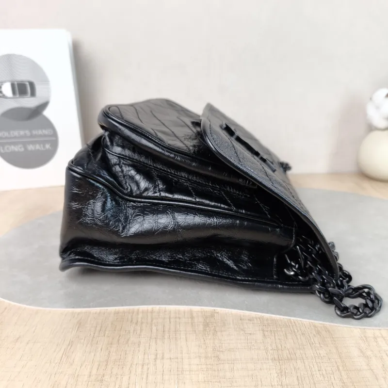 SAINT LAURENT Crossbody Bag Niki Black D Waxed Leather Calfskin Medium 28 × 8.5 × 20 cm — detail view 3 of 10