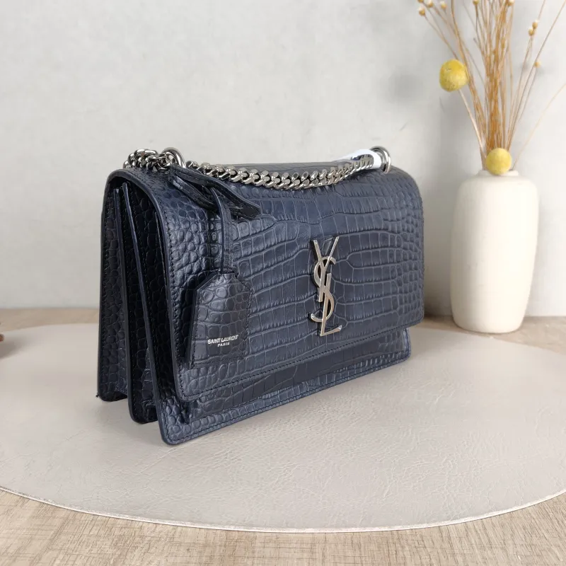 SAINT LAURENT Crossbody Bag SUNSET Grey Calfskin Medium 22 × 6.5 × 16 cm — cover view 2 of 5