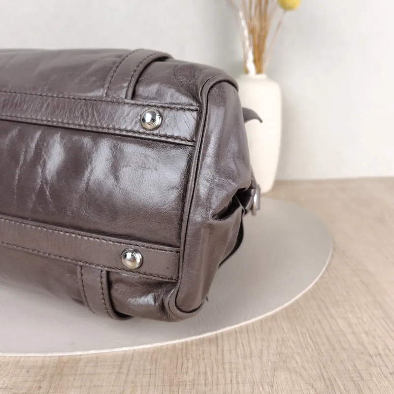 Miumiu Shoulder Bag Ribbon Grey Waxed Leather Small27 × 13 × 16 cm — detail view 10 of 13