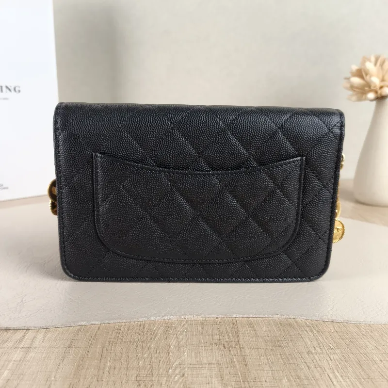 Chanel Crossbody Bag CF WOC Black Grained Calfskin One Size19.2 × 3.5 × 12.3 cm — cover view 3 of 6