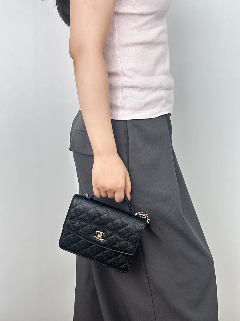 Chanel Backpack Backpack Black Grained Calfskin One Size18.2 × 5 × 14 cm — on-model view 2 of 2