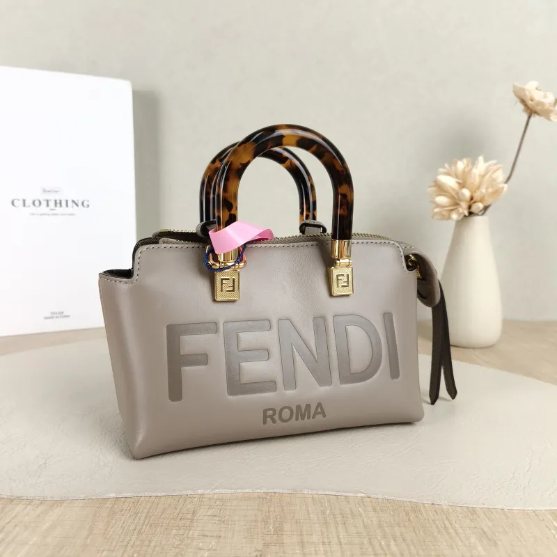 FENDI Crossbody Bag by the way Grey Calfskin Mini 20.5 × 9 × 12 cm — cover view 3 of 5