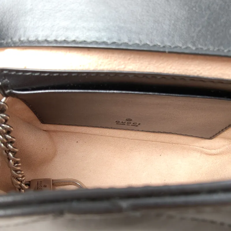 GUCCI Crossbody Bag GG Marmont Marmont Black Calfskin Mini 12 × 7 × 12.5 cm — detail view 9 of 11