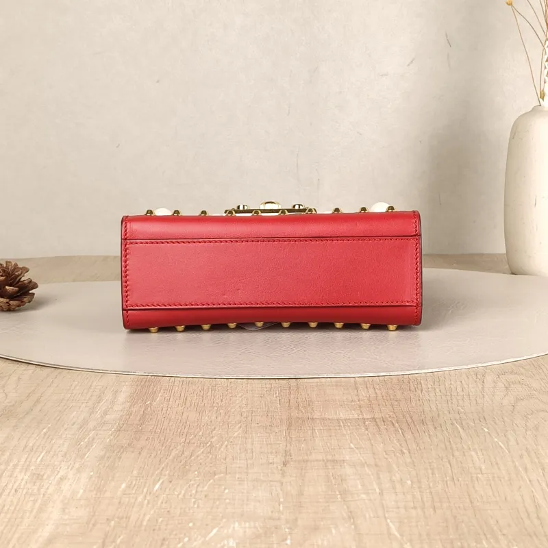 GUCCI Crossbody Bag Padlock Pearl Edition Red Calfskin Small 20.5 × 7.5 × 13 cm — cover view 5 of 5