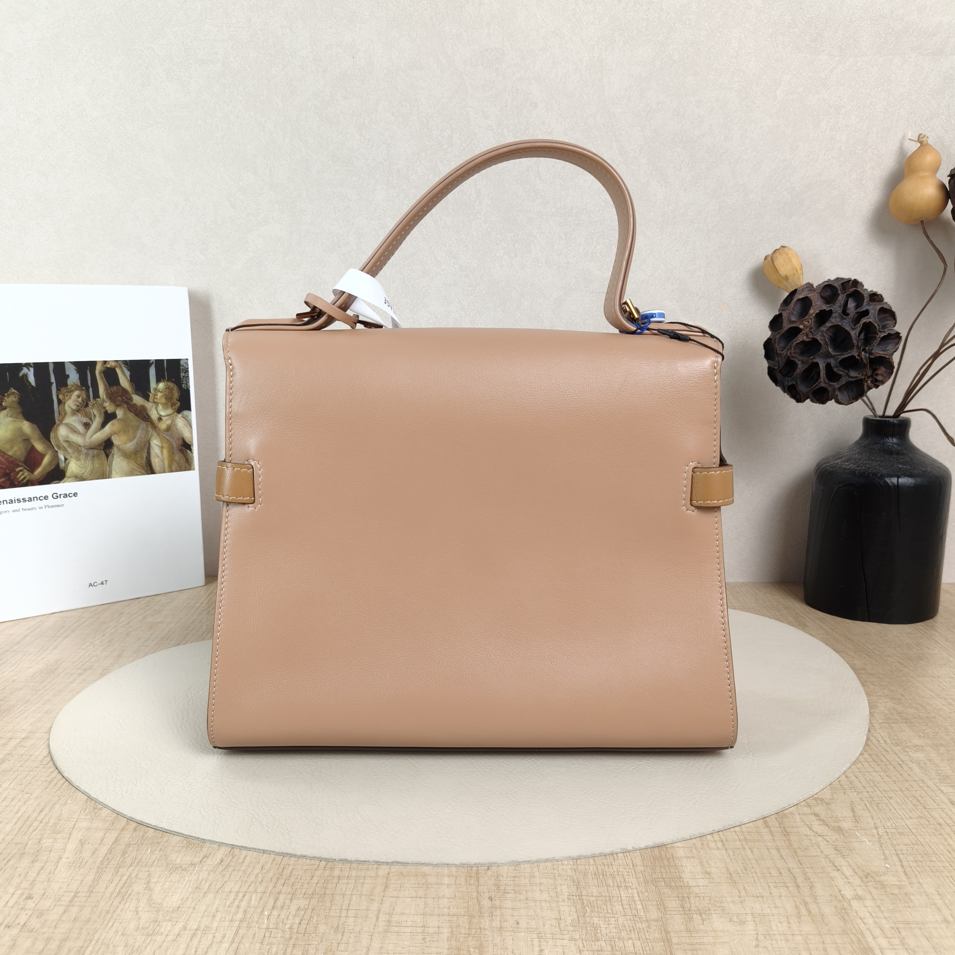 DELVAUX Crossbody Bag Tempete Top Handle Bag Brown Colorblock Calfskin Medium27.5 × 9 × 23 cm — cover view 6 of 6