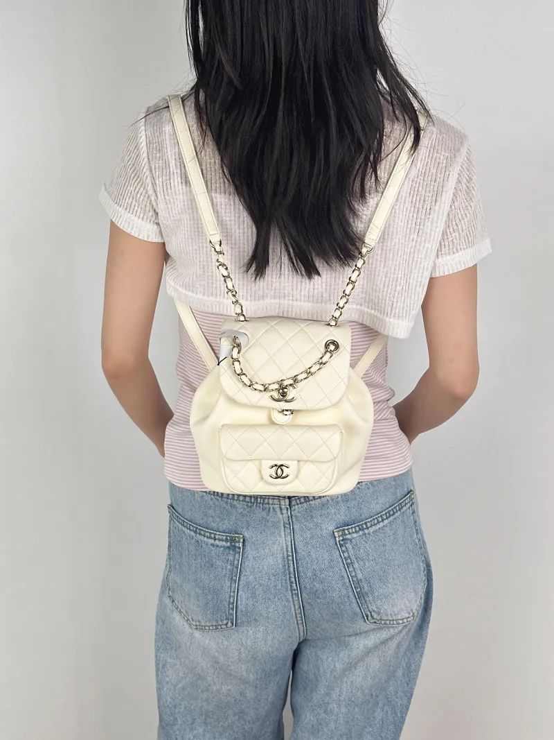 Chanel Backpack Duma White Small18 × 12 × 18.5 cm — on-model view 1 of 3