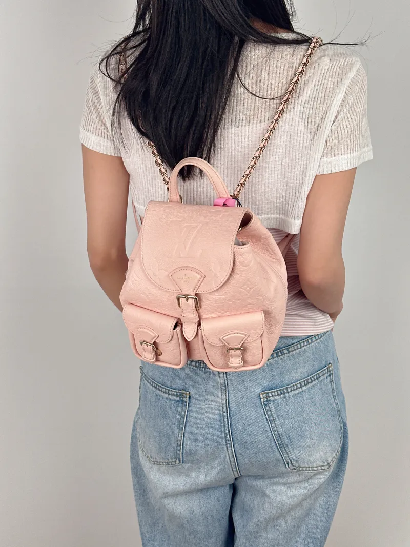 Louis Vuitton Backpack Backup Backpack Pink Calfskin One Size 20 × 14 × 22 cm — on-model view 3 of 3