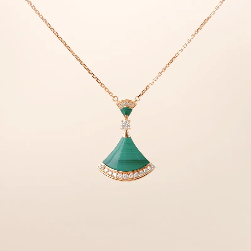 Bvlgari Necklace DIVAS’ DREAM Collection Malachite Pavé Diamond Malachite Diamond18KR ose Gold Large43cm