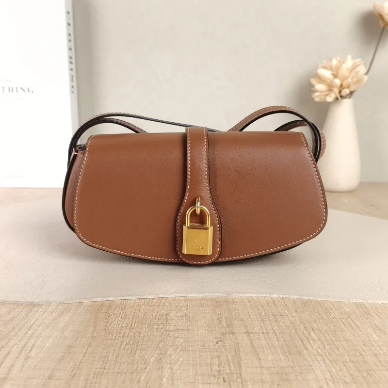 CELINE Crossbody Bag TABOU Brown Calfskinmini18 × 5 × 8 cm