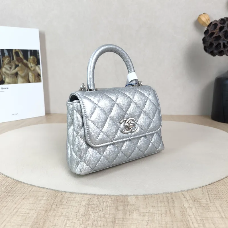 Chanel Crossbody Bag Coco Handle​Silver Grained Calfskin Mini14.5 × 5.5 × 11.5 cm — cover view 4 of 5