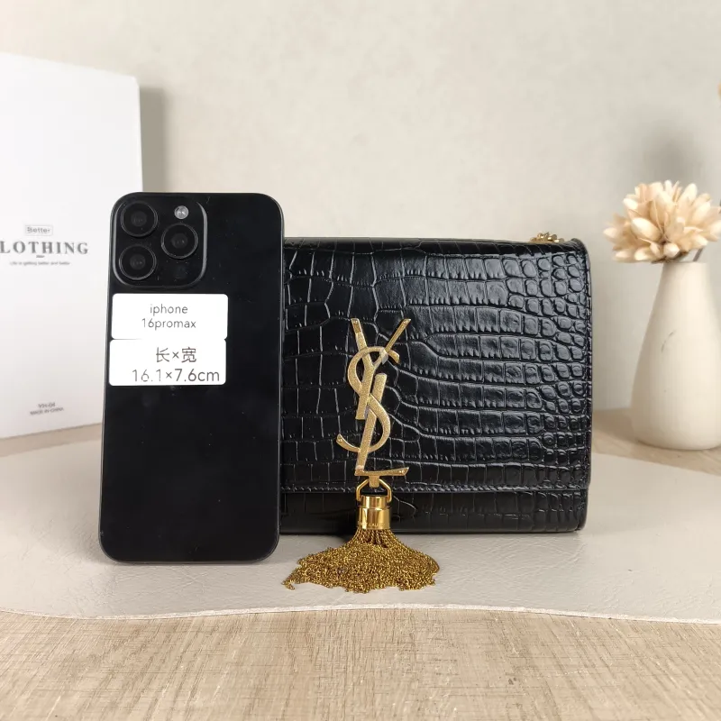 SAINT LAURENT Crossbody Bag KATE Edition Black Calfskin Small 20 × 5 × 12.5 cm — cover view 3 of 5