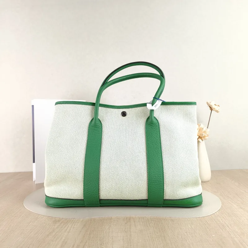 Hermès Top Handle Bag Garden Party 36 36 Beige Canvas · Calfskin Large 36 × 17 × 26 cm R