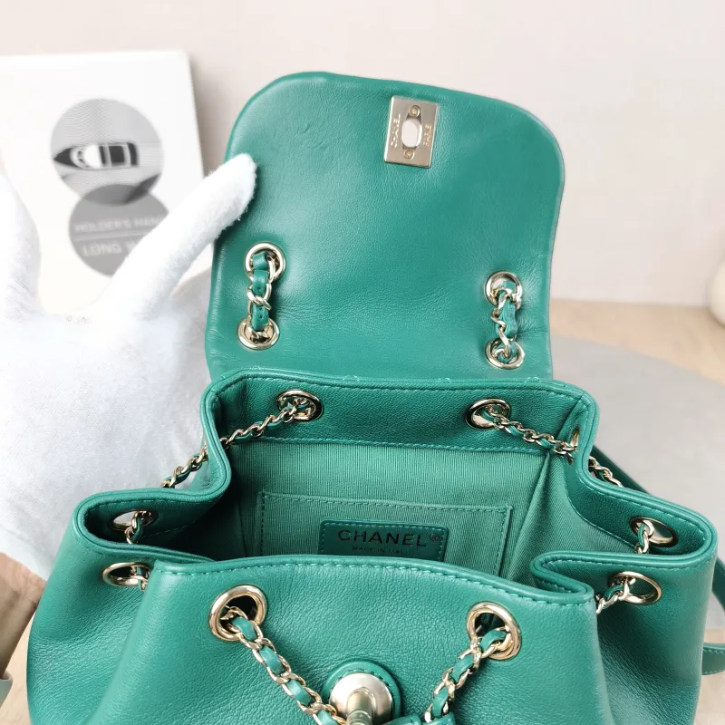 Chanel Backpack Duma Green Lambskin Small 18 × 12 × 18.5 cm — detail view 13 of 13