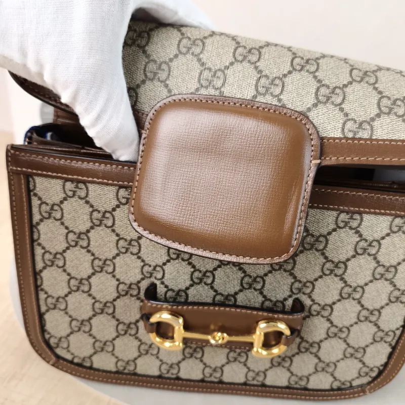 GUCCI Shoulder Bag Horsebit 1955 Horsebit Medium Monogram PVC Medium25 × 8 × 18 cm — detail view 14 of 14
