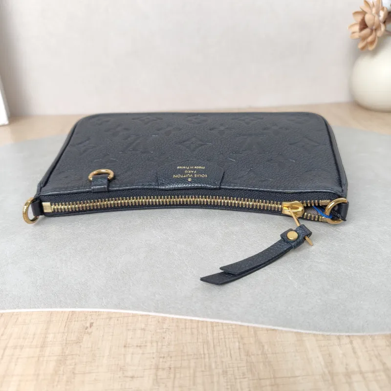 Louis Vuitton Crossbody Bag EASY POUCH ON STRAP Black Monogram Empreinte Embossed Calfskin Mini 19 × 3 × 11.5 cm — detail view 5 of 10