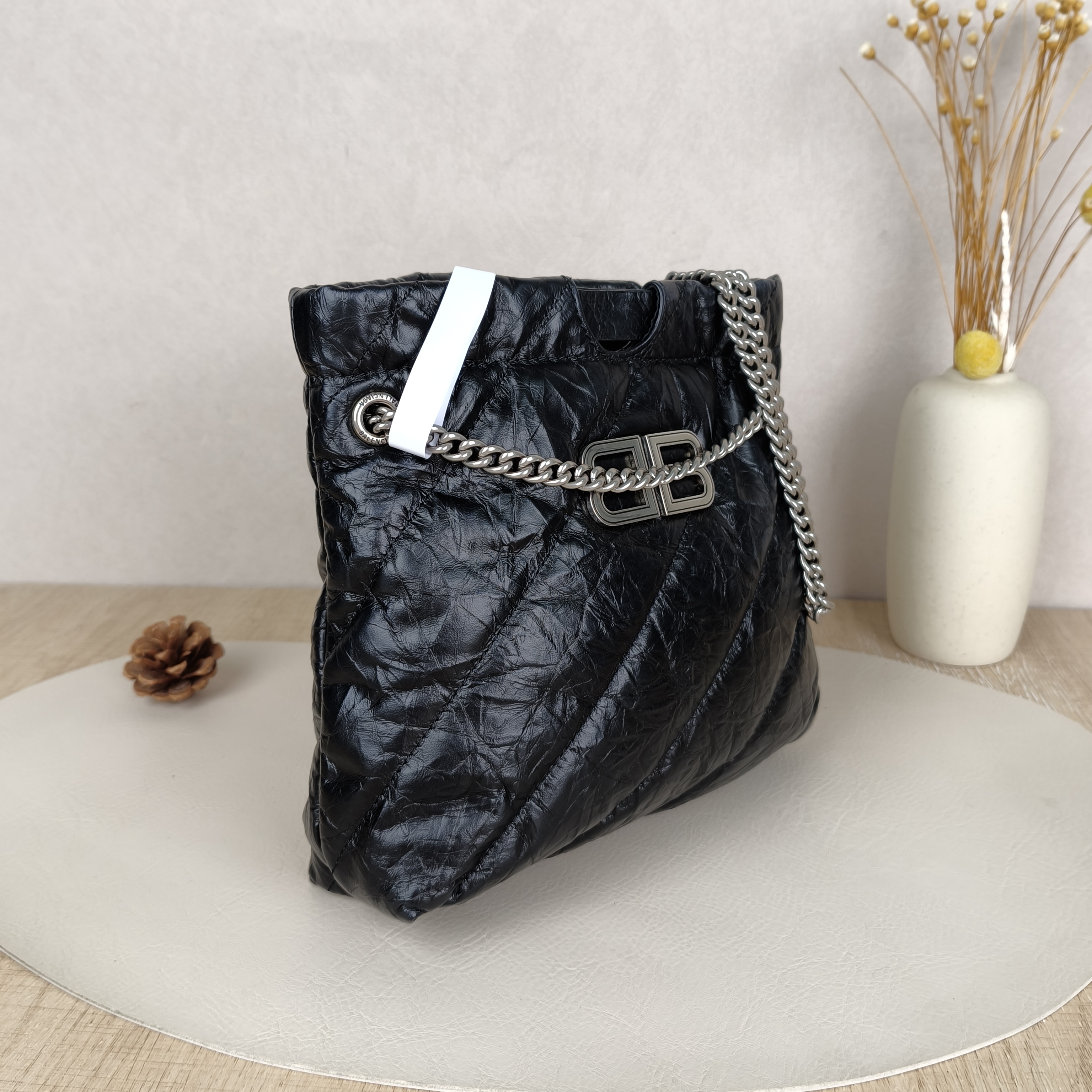BALENCIAGA Shoulder Bag Tote Bag Crush tote Black Calfskin XS XS20 × 8 × 20 cm — cover view 5 of 9