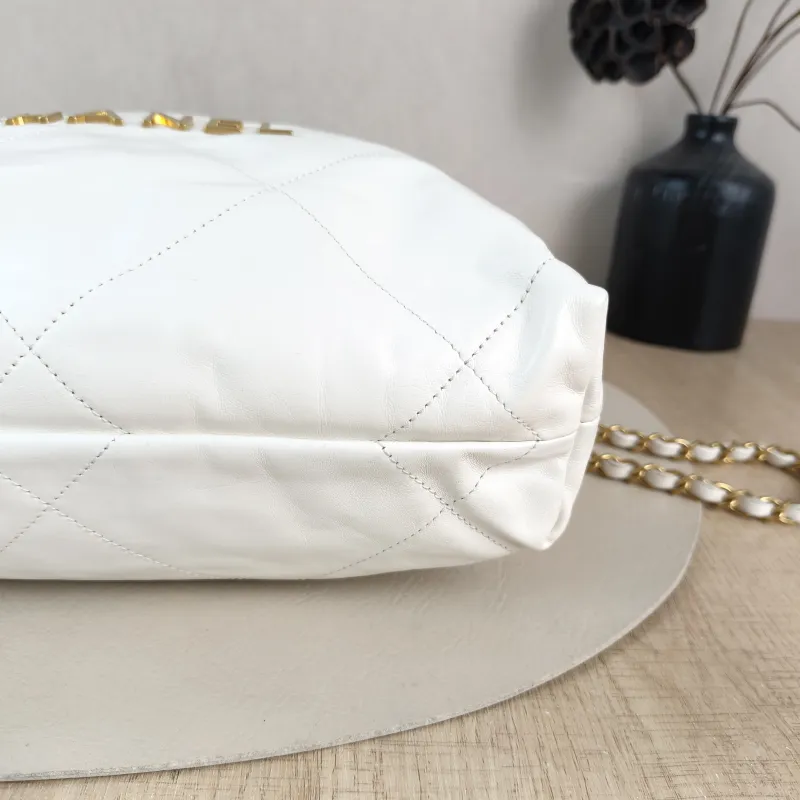 Chanel Backpack 22Bag Backpack White Gold Calfskin Small 29 × 8 × 34 cm — detail view 7 of 11