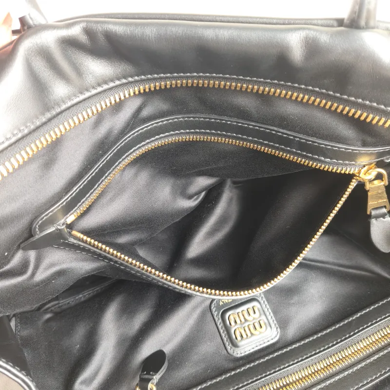 Miumiu Top Handle Bag Beau Black Calfskin Large 34 × 10 × 23 cm — detail view 12 of 12