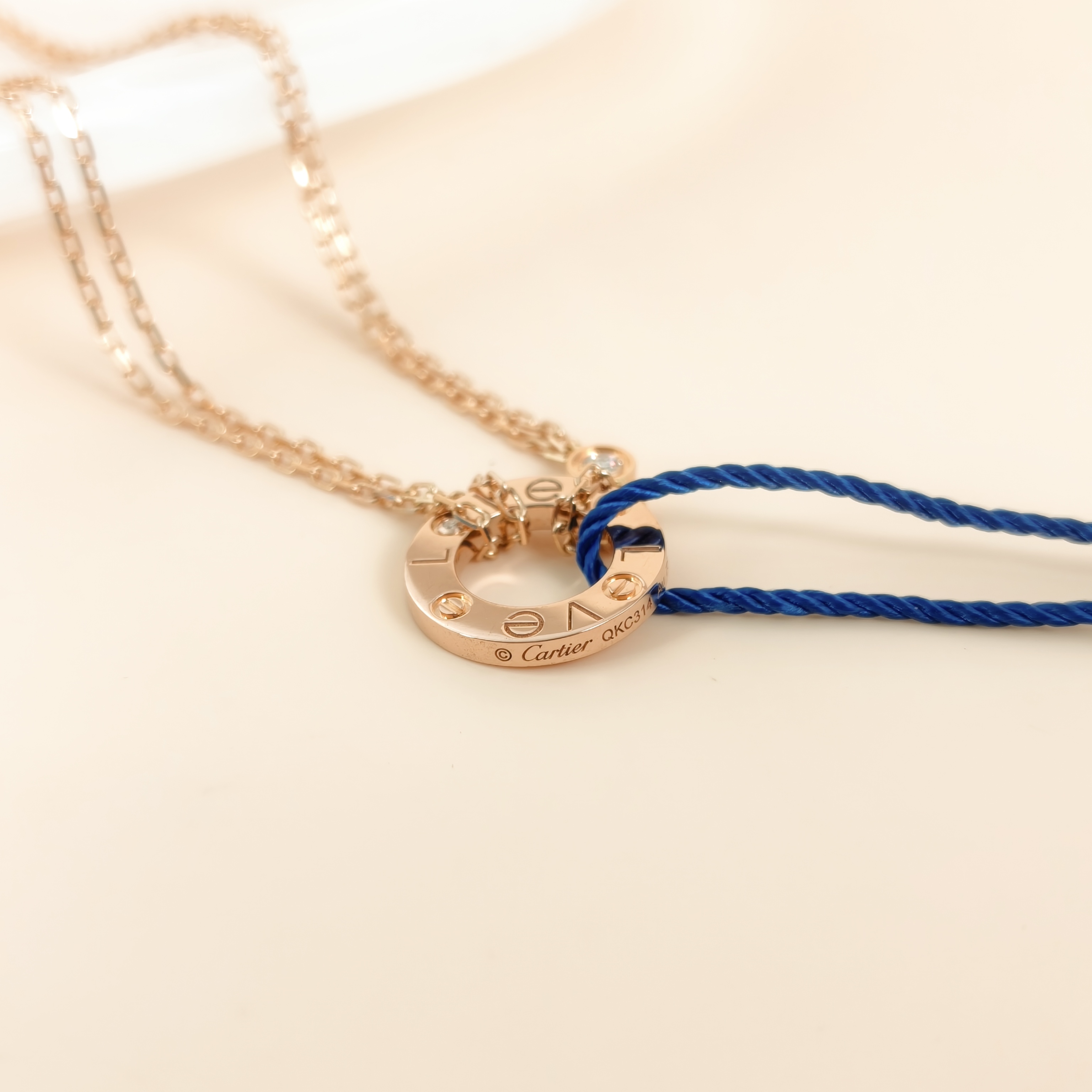 CARTIER Necklace LOVE Collection Pendant 2 Diamond Rose Gold 18KR ose Gold Small Edition40cm — cover view 3 of 8