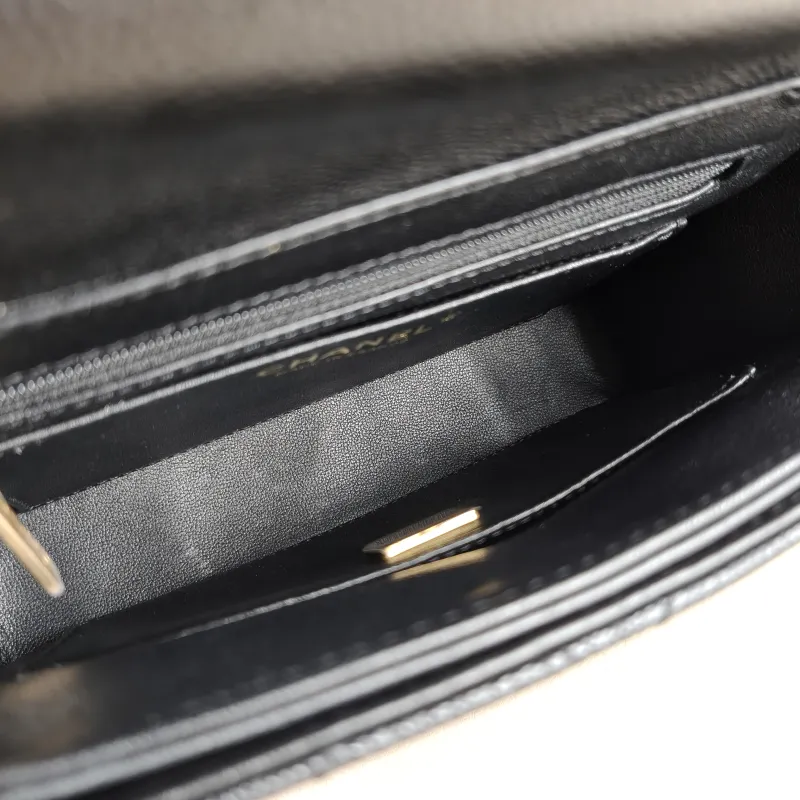 Chanel Crossbody Bag Black with Gold-Tone Hardware Grained Calfskin Small 19 × 6 × 15 cm — detail view 13 of 14