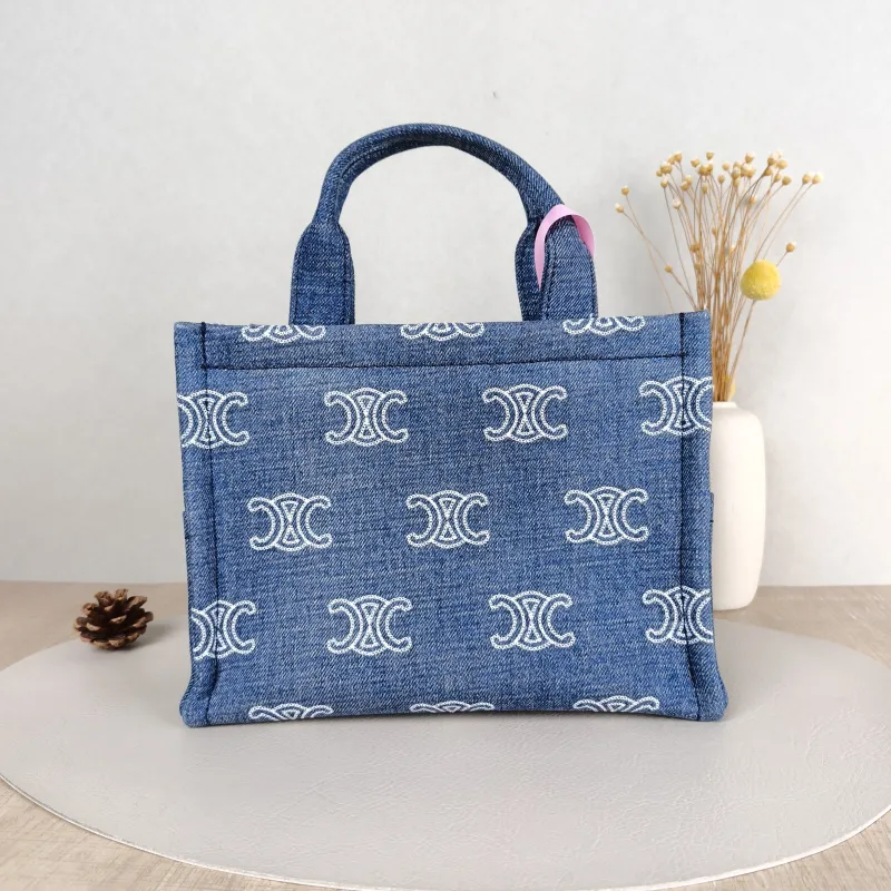 CELINE Shoulder Bag CABAS THAIS Shopping Tote Blue Brown Small 25.5 × 12 × 18.5 cm — cover view 5 of 5