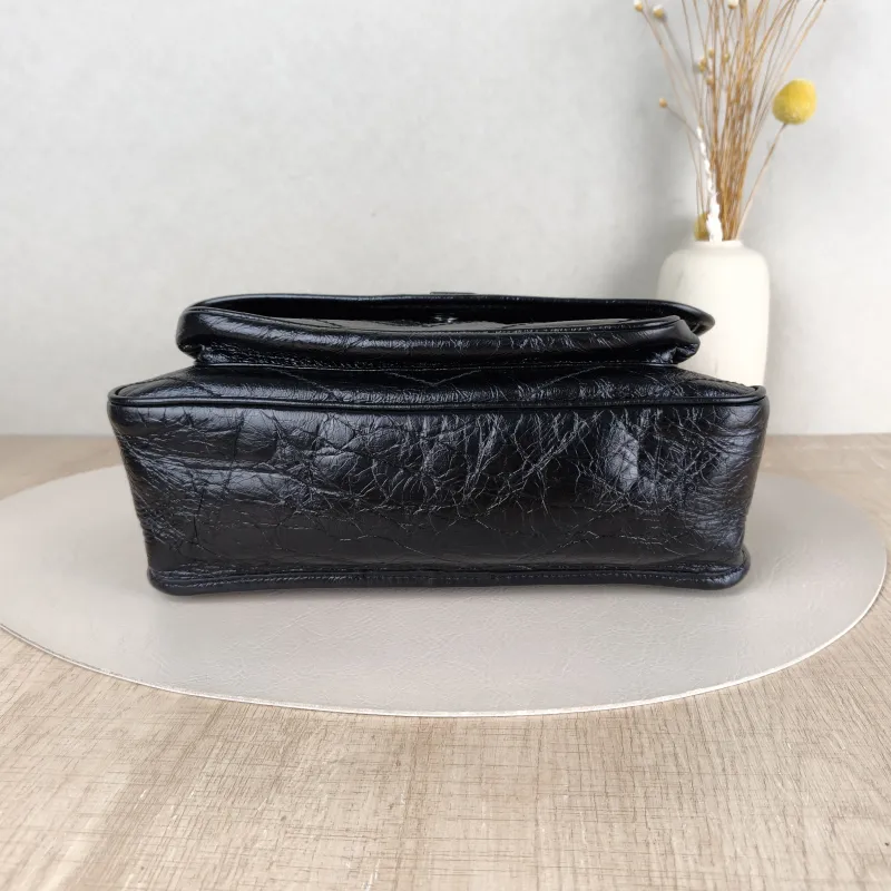 SAINT LAURENT Crossbody Bag Niki Black Waxed Leather Calfskin Medium 28 × 8.5 × 20 cm — cover view 2 of 5