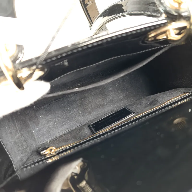 DIOR Top Handle Bag Lady Lady Dior Bag Black Leather Patent Leather Patent Small20 × 8 × 18 cm — detail view 11 of 13