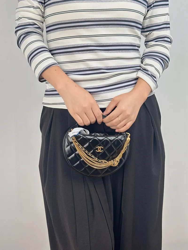 Chanel Top Handle Bag Black Calfskin One Size 19 × 4 × 11 cm — on-model view 1 of 2