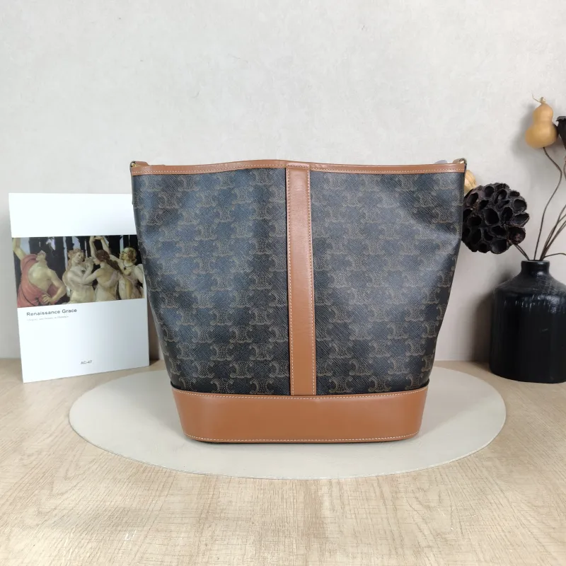 CELINE Crossbody Bag Triomphe Bucket Bag Monogram PVC Medium 24 × 18 × 27 cm — cover view 4 of 5