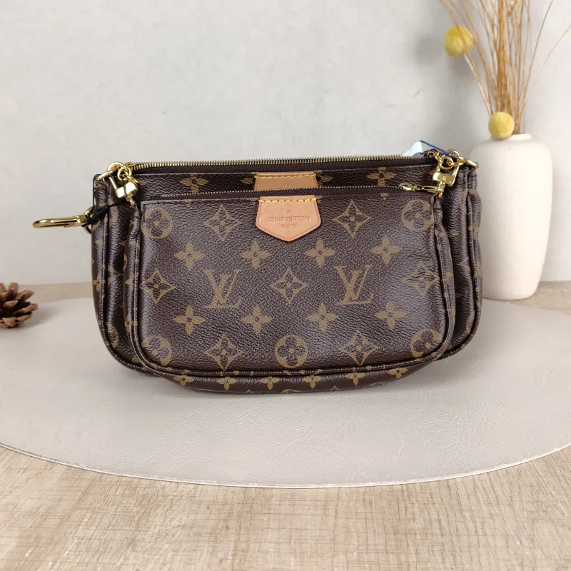 Louis Vuitton Crossbody Bag Multi Pochette Accessoires Shoulder Strap PVC Small 24 × 4 × 13.5 cm