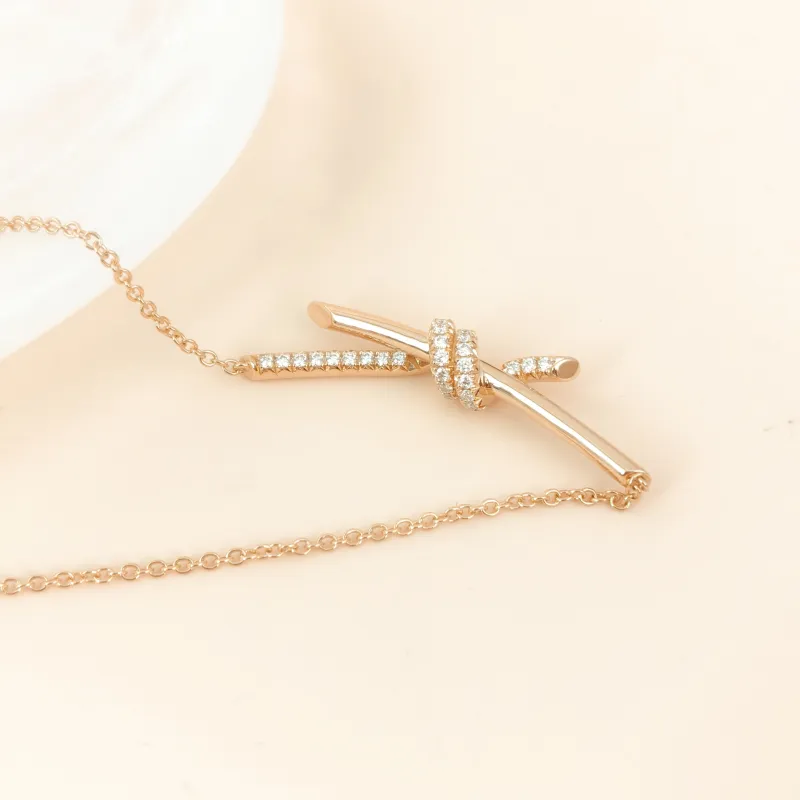 Tiffany&Co. Necklace Knot Collection Necklace Rose Gold Diamond18KR ose Gold Large 42cm — cover view 7 of 10