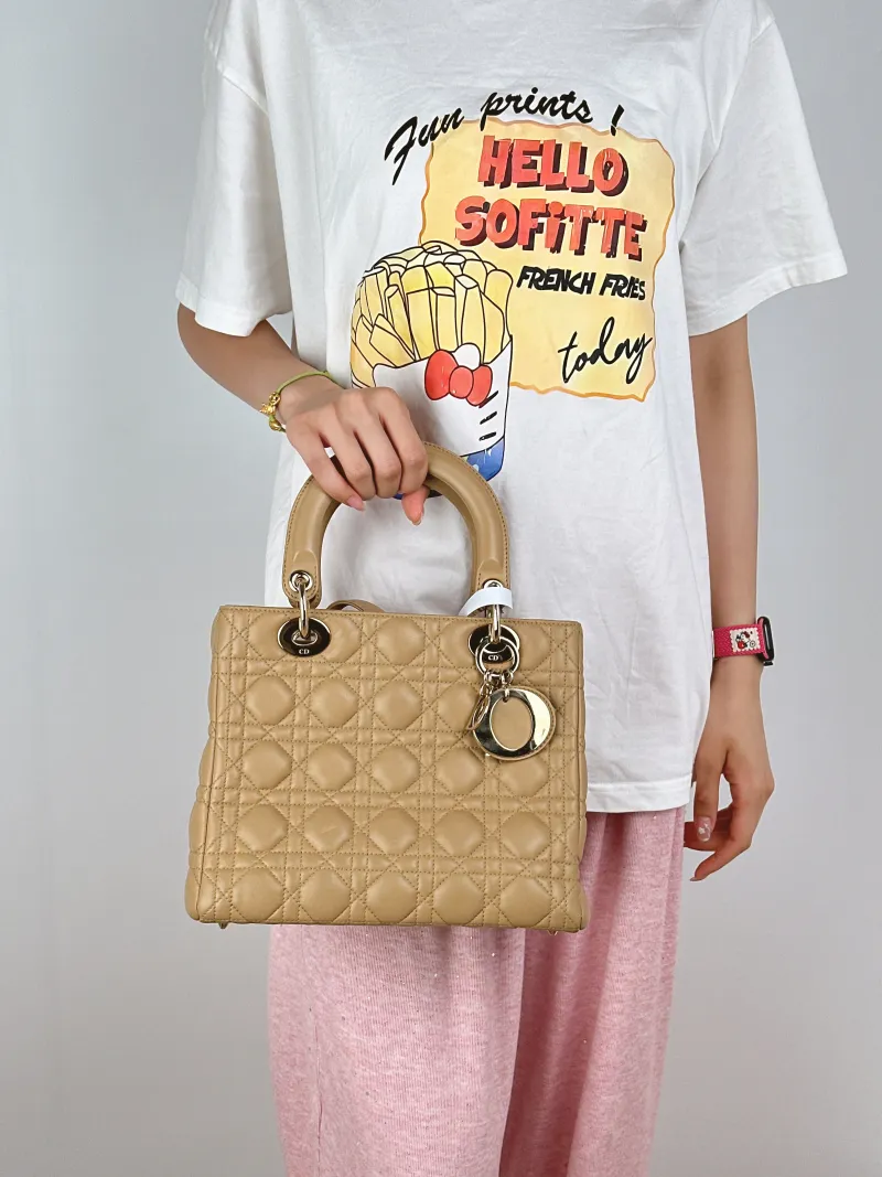 DIOR Top Handle Bag Lady Lady Dior Bag Lambskin Medium24 × 12 × 21 cm — on-model view 2 of 2