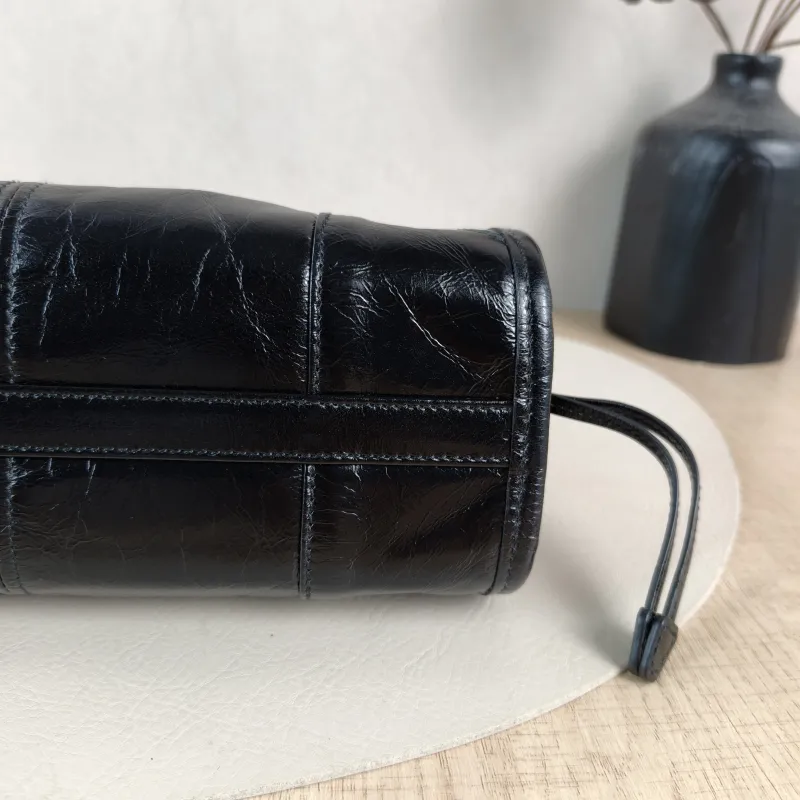 PRADA Shoulder Bag Bonnie Soft Lux Black Waxed Leather Mini 23.5 × 9 × 12 cm — detail view 2 of 14