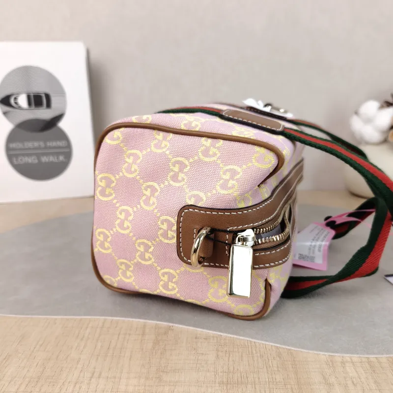 GUCCI Top Handle Bag Ophidia Pink Canvas One Size 20 × 12 × 13 cm — detail view 7 of 12