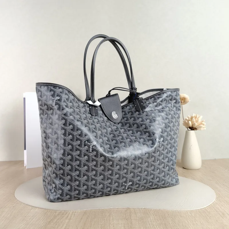 GOYARD Shoulder Bag SAINT LOUIS Shopping Tote Grey PVC Small 34 × 15 × 28 cm — cover view 5 of 5