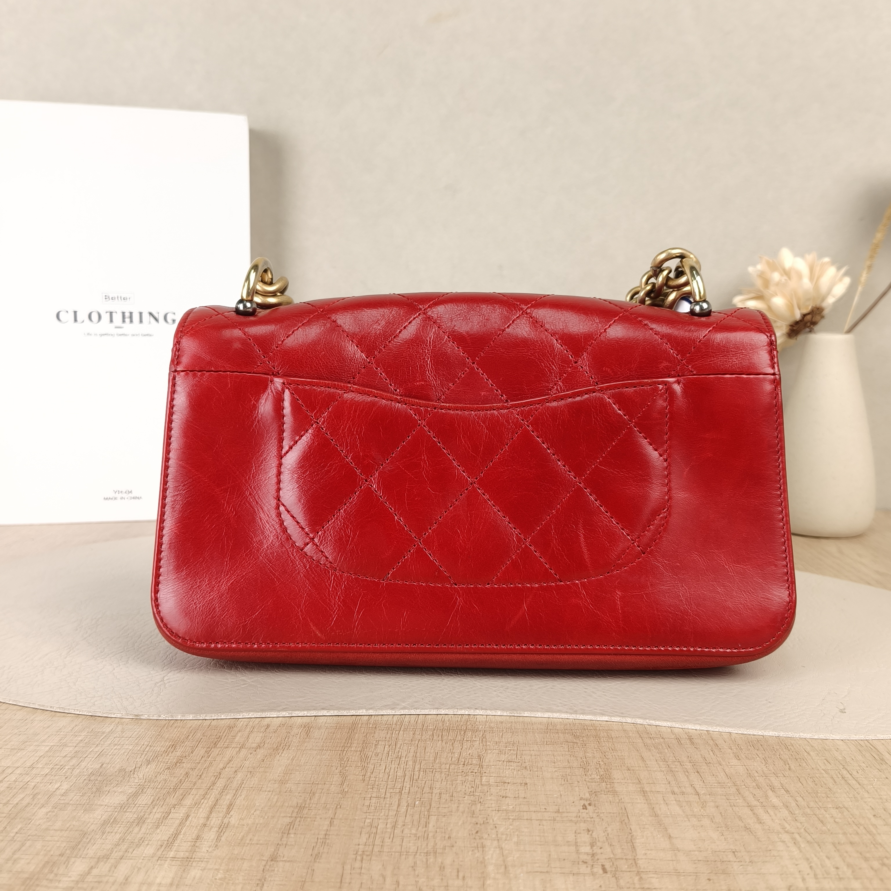 Chanel Crossbody Bagcf Collection Crossbody Bag Red Calfskin One Size24 × 8 × 14 cm — cover view 4 of 5
