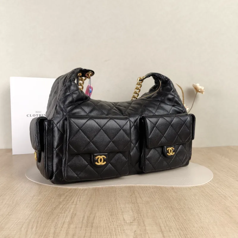 Chanel Shoulder Bag25C Hobo Shoulder Bag Black Lambskinmaxi Large39 × 14 × 35 cm — cover view 4 of 5