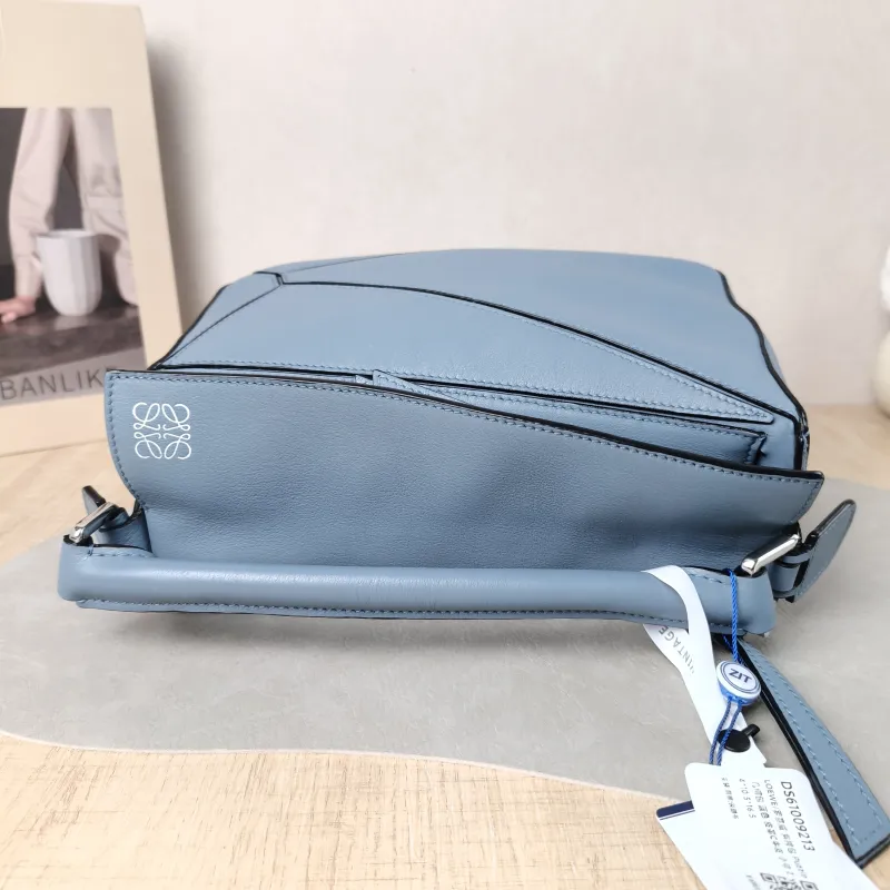LOEWE Crossbody Bag Puzzle Blue CC alfskin Small 24 × 10.5 × 16.5 cm — detail view 3 of 16