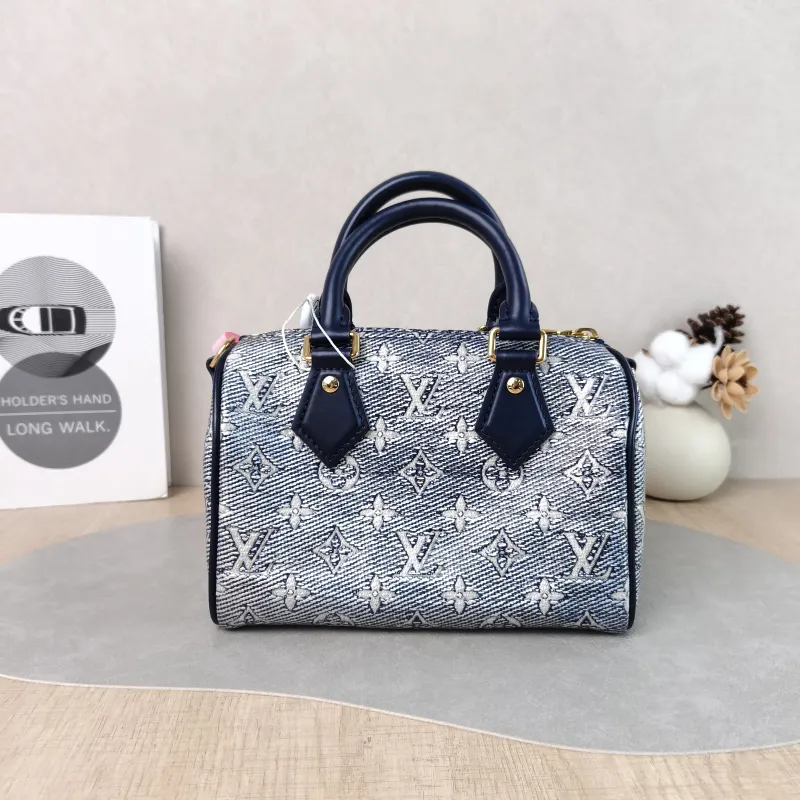 Louis Vuitton Crossbody Bag Speedy20 Blue Canvas One Size 20.5 × 12 × 13.5 cm — cover view 3 of 6