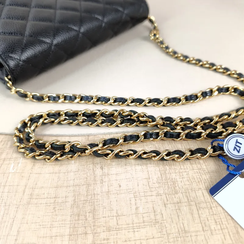 Chanel Crossbody Bag Classic Flap WOC CF WOCWOC Bag Black Grained Calfskinmini19.2 × 3.5 × 12.3 cm — detail view 6 of 13