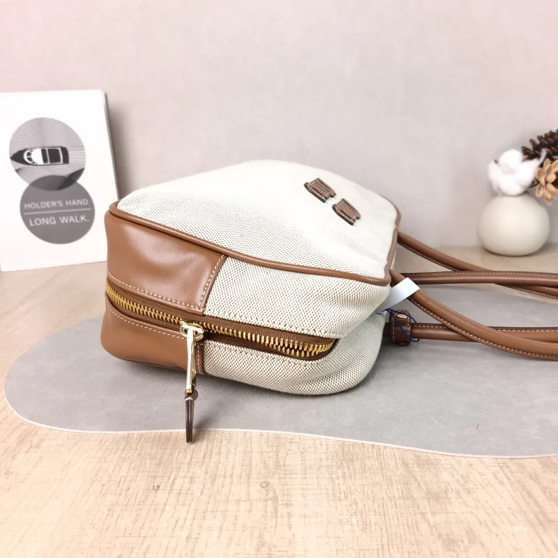 Miumiu Top Handle Bag Beau Brown Canvas · Calfskin Large 34 × 10 × 20 cm — detail view 8 of 12