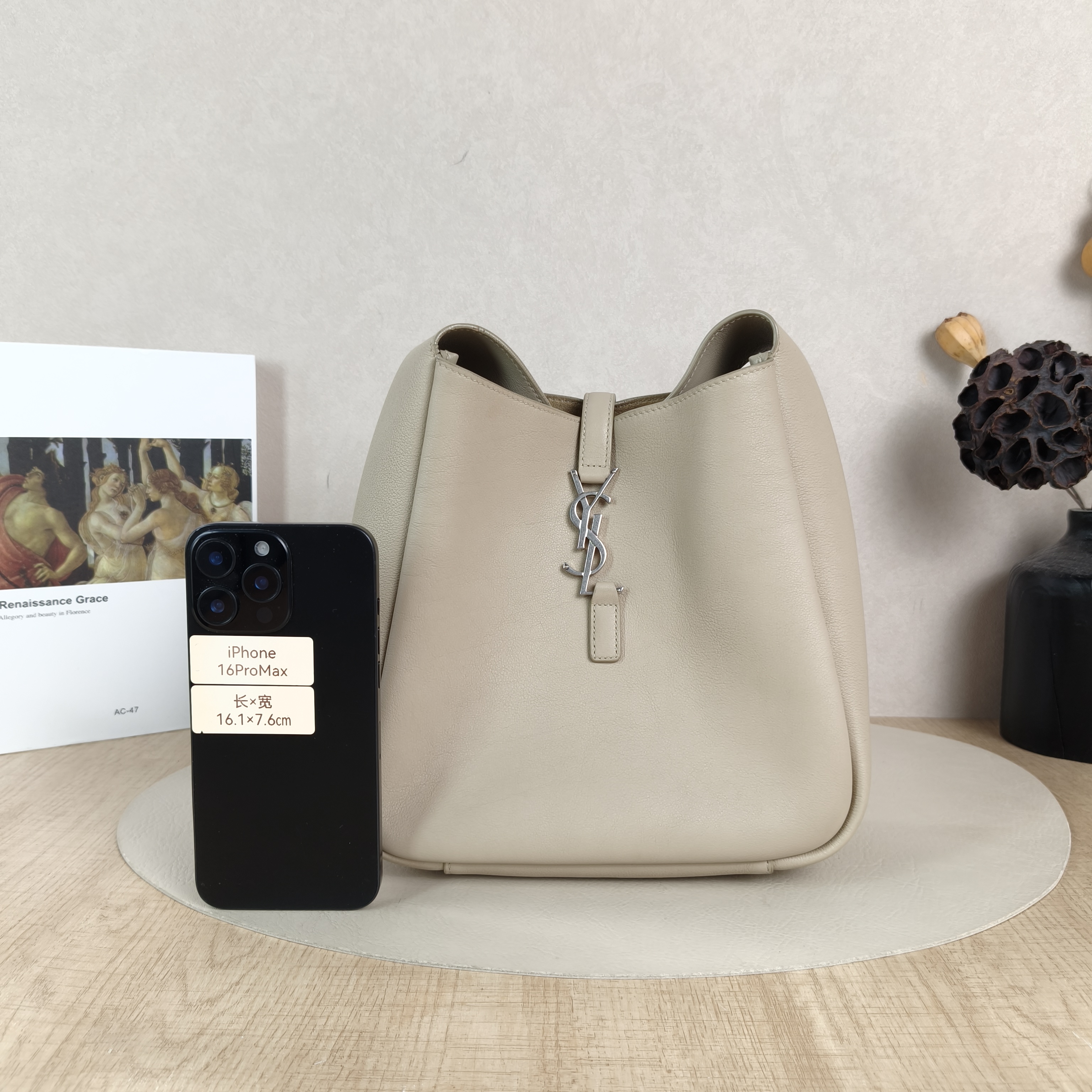 SAINT LAURENT Shoulder Bag LE 5 À 7 Hobo Grey Calfskin Small22 × 8.5 × 23 cm — cover view 5 of 5