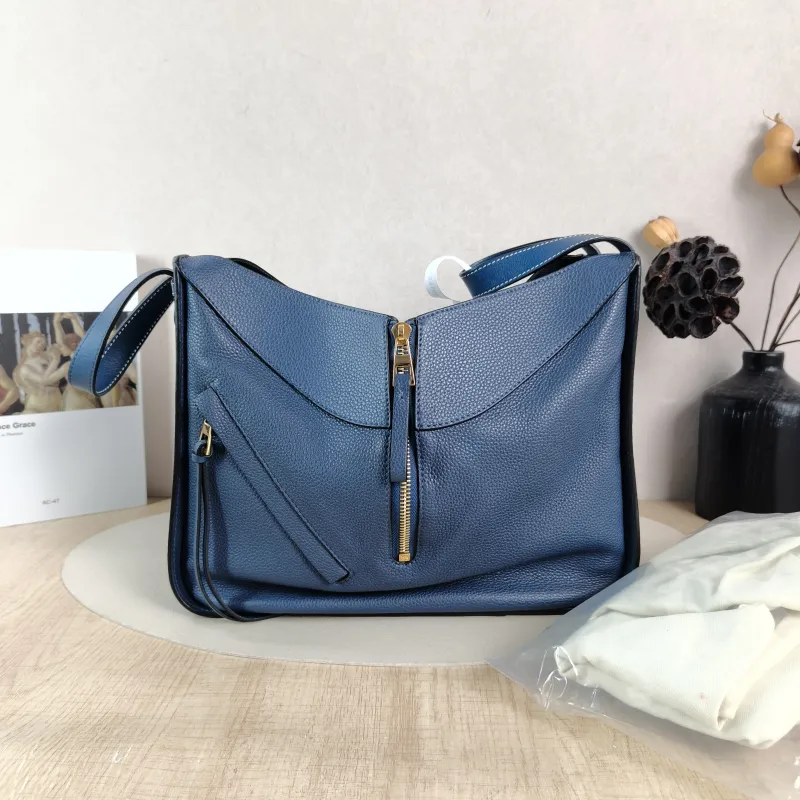 LOEWE Crossbody Bag Hammock Navy Calfskin Medium 29 × 14 × 32 cm — cover view 6 of 6