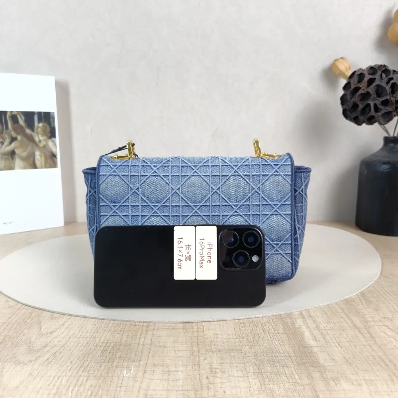 DIOR Crossbody Bag Caro Chain Bag Blue Small 20 × 7 × 13.5 cm — cover view 3 of 5