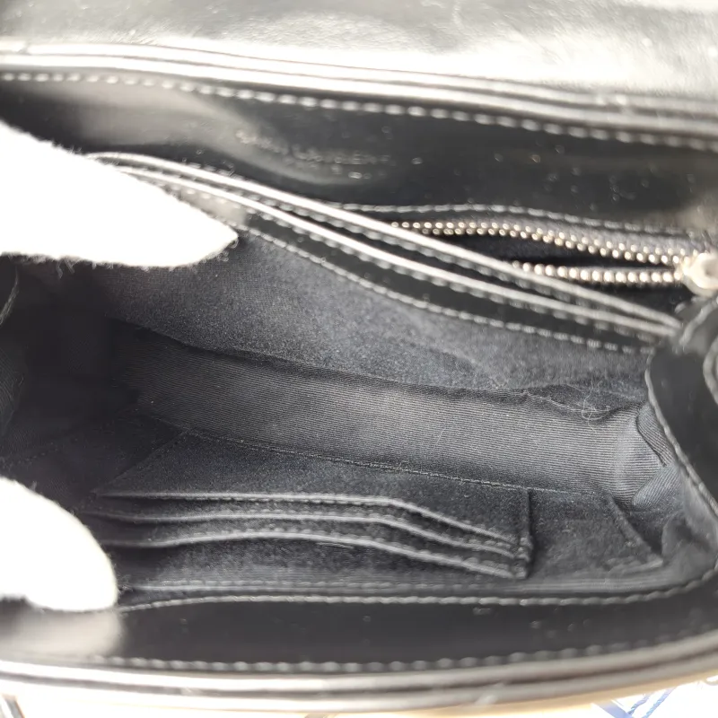 SAINT LAURENT Crossbody Bag LOULOU Black Calfskin Mini 20 × 7.5 × 14 cm — detail view 7 of 12