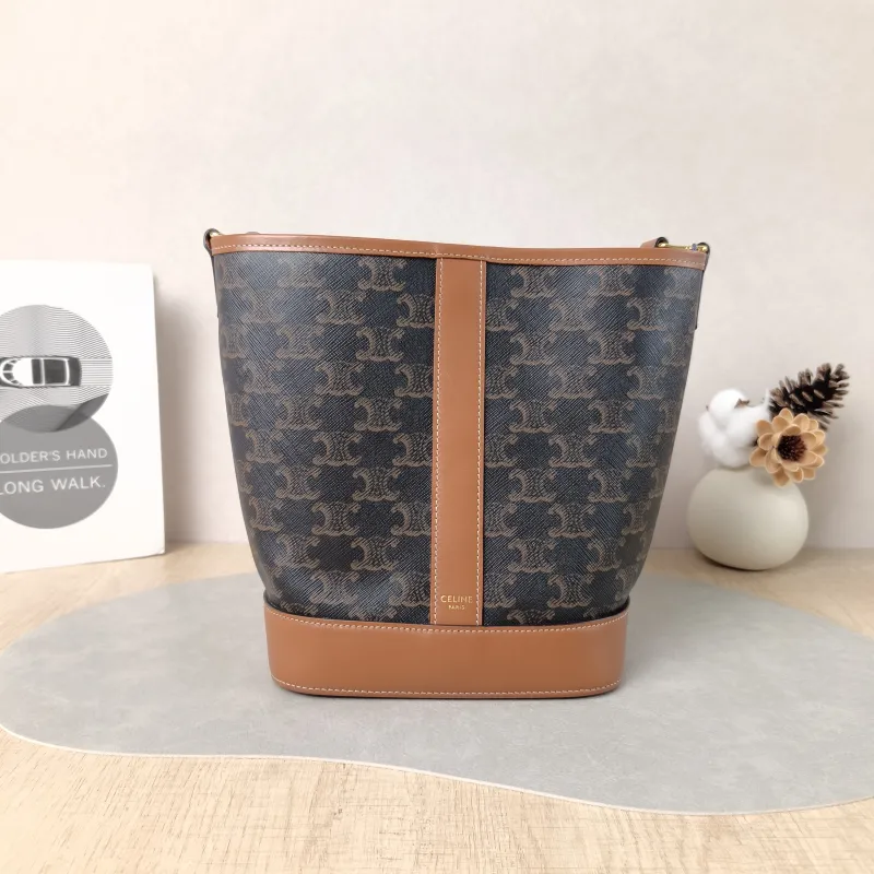 CELINE Crossbody Bag Triomphe Bucket Bag Monogram PVC Small22 × 13 × 26 cm