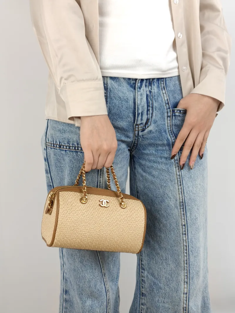Chanel Crossbody Bag Crossbody Bag Brown Woven Mini 19 × 11 × 11 cm — on-model view 1 of 2